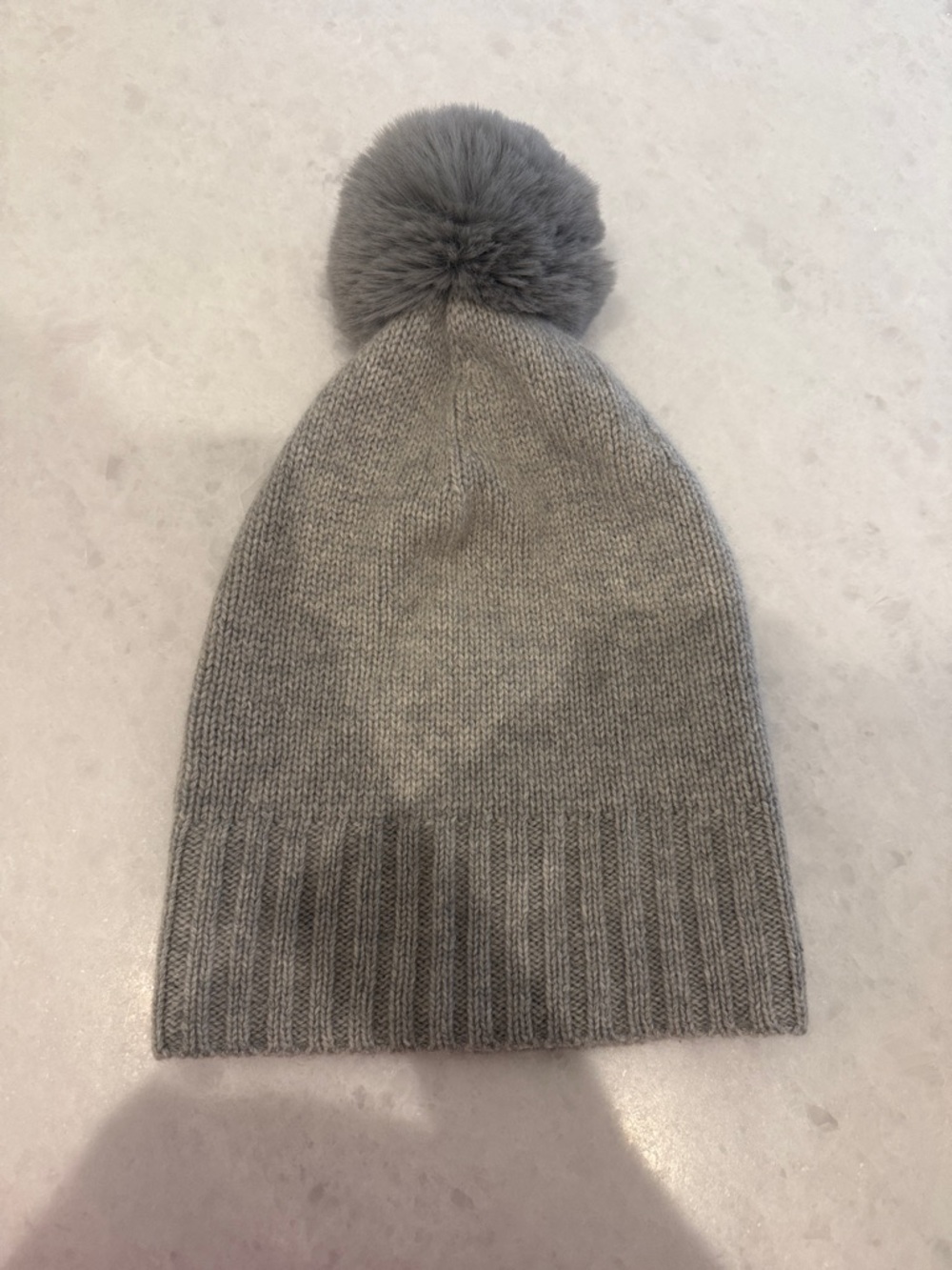 Cashmere Gray Pom-Pom Beanie Hat